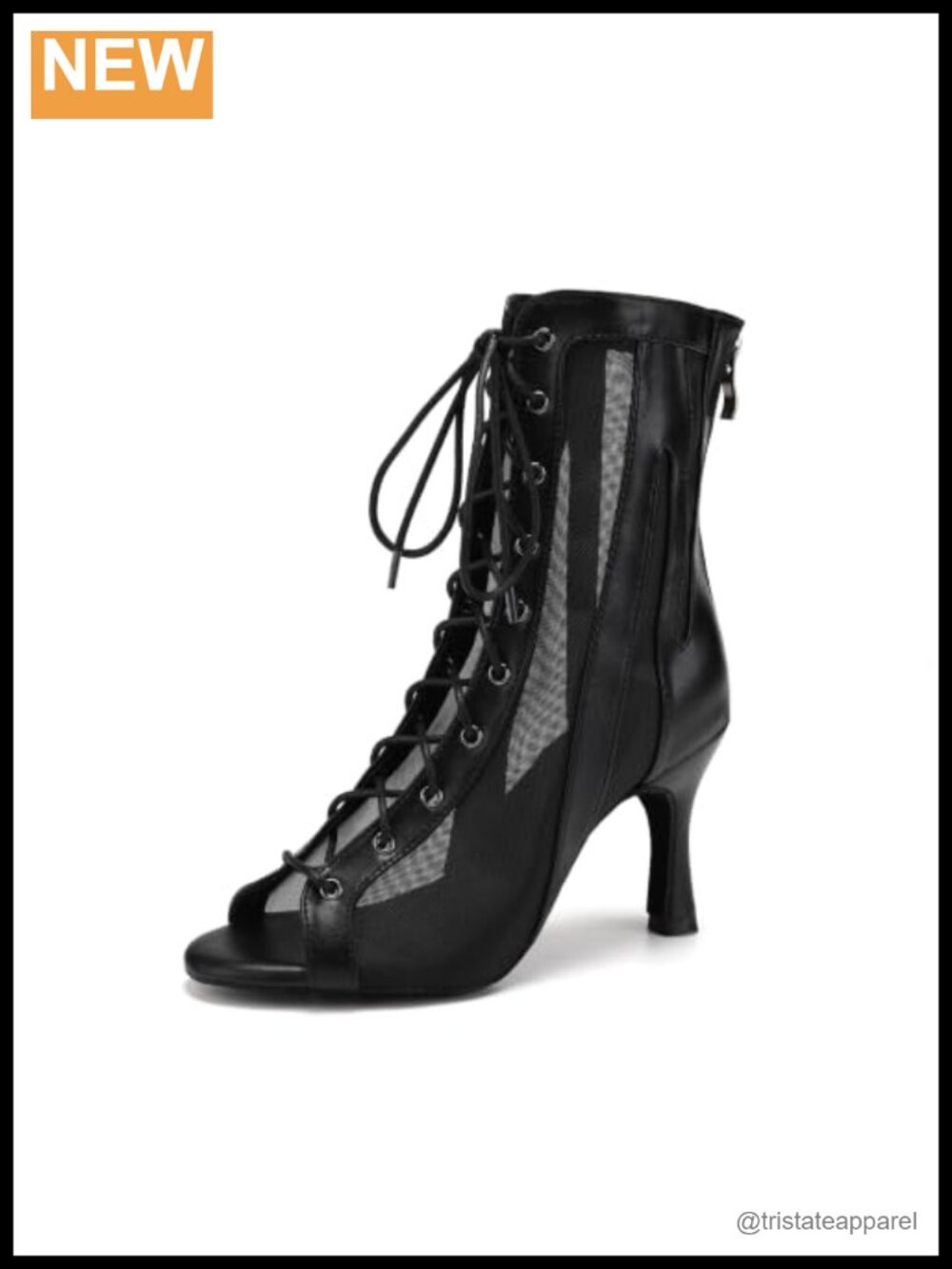 Women's Mesh Latin Dance Ankle Boots Heels Peep Toe